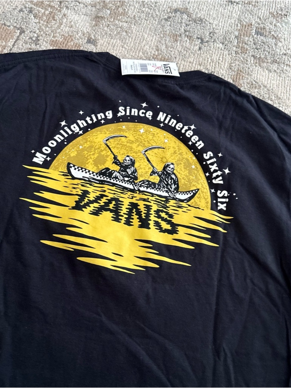 NWT Vans Moonlighting Skeleton Boat Graphic T Shirt Black Sz M - Picture 6 of 6